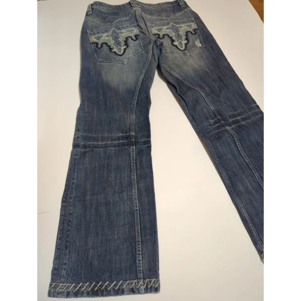 Antik Denim Jeans Mens 33 Medium Wash Distressed Y2K Streetwear Wide leg